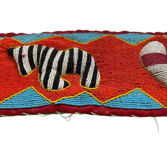 African Yoruba Beaded Sash Wall Hanging Tribal Mask Zebra Nigeria - Picture 6 of 10